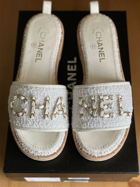 chanel tweed flip flops|chanel sandals cc logo.